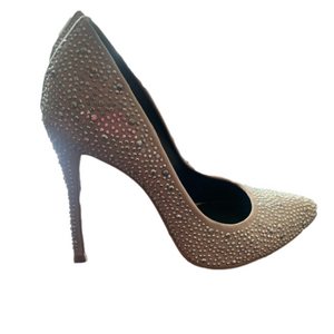 Reiss Silver Crystal Embellished Pointed Toe Heels Pumps Size 9.5 EU 40